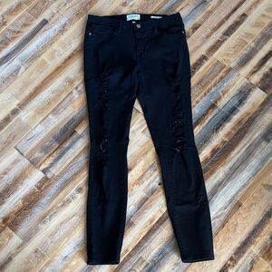 Frame Denim Black Distressed Skinny Jeans size 30